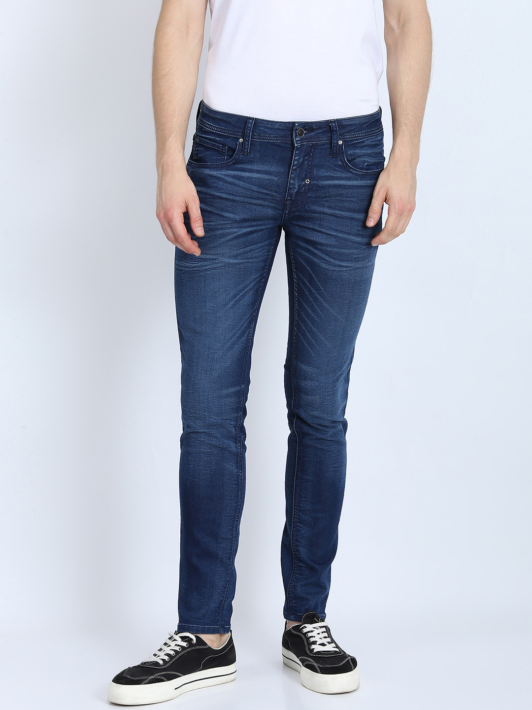 Buy Antony Morato Men Blue Regular Fit Mid Rise Clean Look Stretchable ...