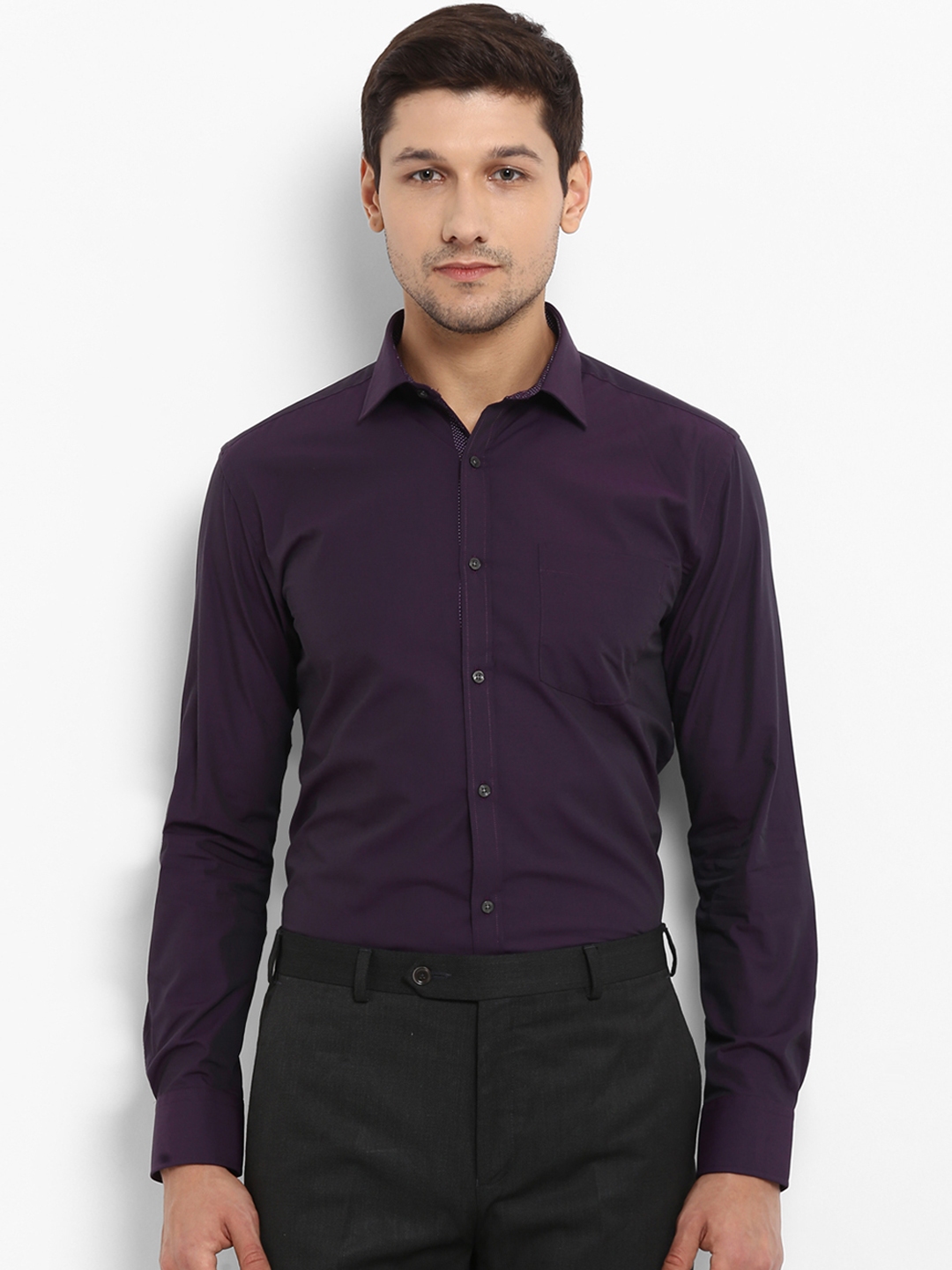 Buy Park Avenue Men Purple Slim Fit Solid Formal Shirt - Shirts for Men ...