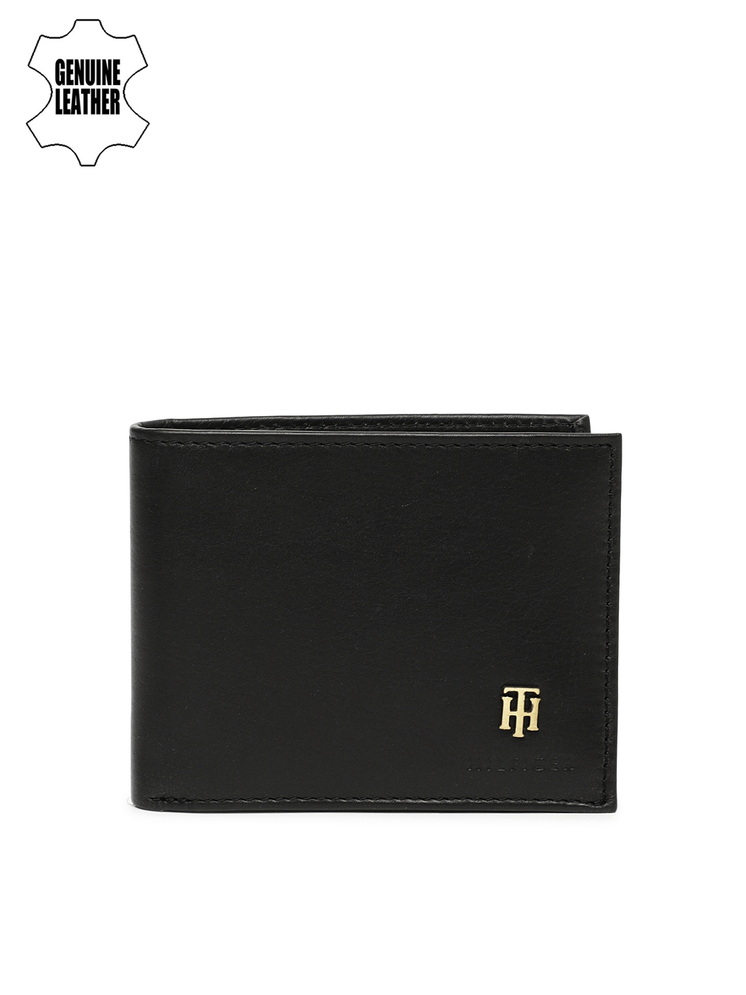 Buy Tommy Hilfiger Men Black Solid Genuine Leather Two Fold Wallet ...