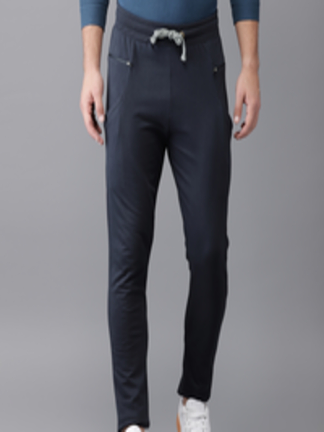 Buy ELABORADO Navy Slim Fit Solid Track Pants - Track Pants for Men ...