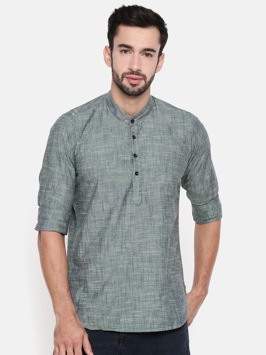 Buy Cross Court Men Green Solid Straight Kurta - Kurtas for Men 7471225 ...