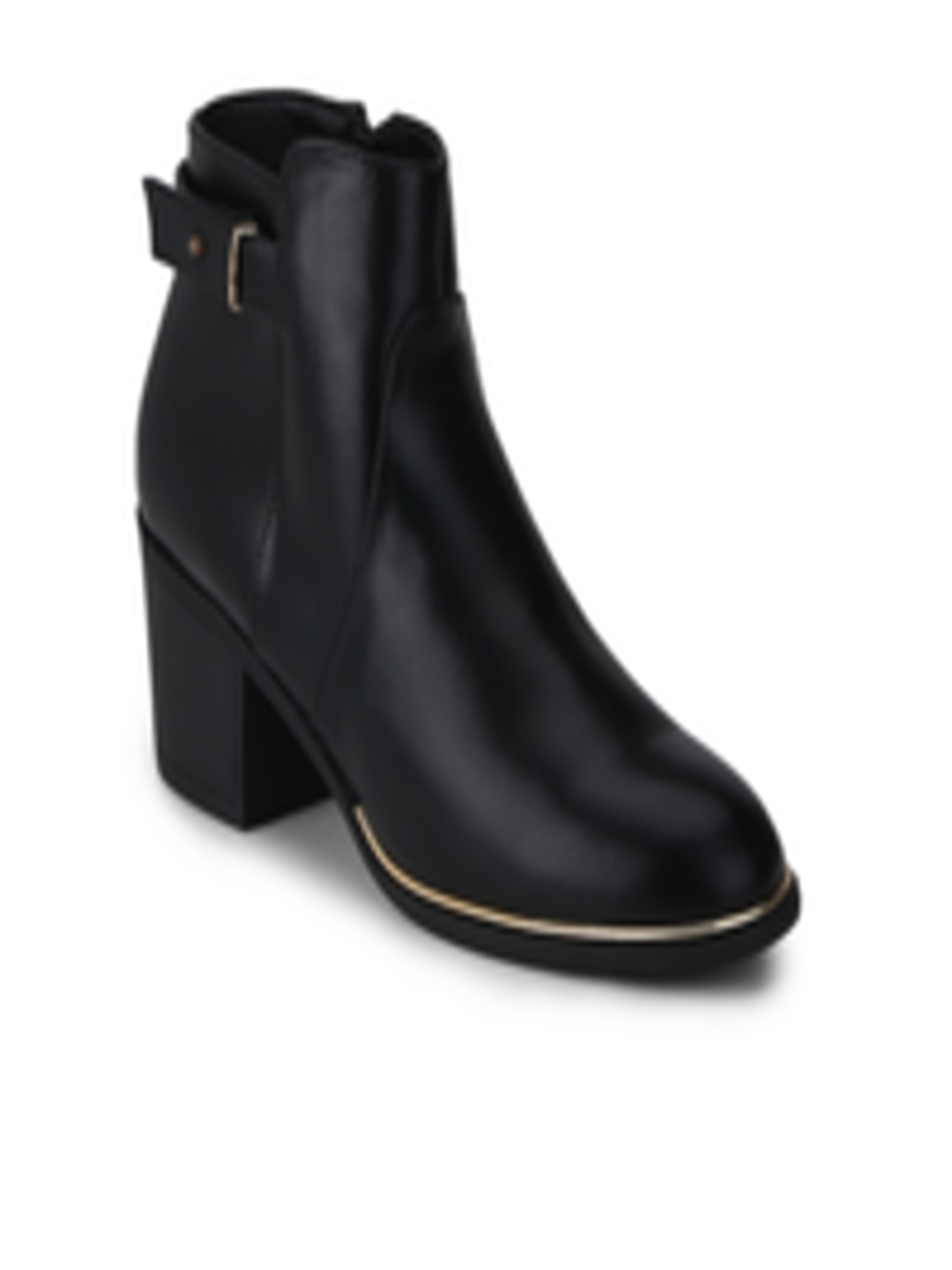 Buy Truffle Collection Women Black Solid Heeled Boots - Boots for Women ...