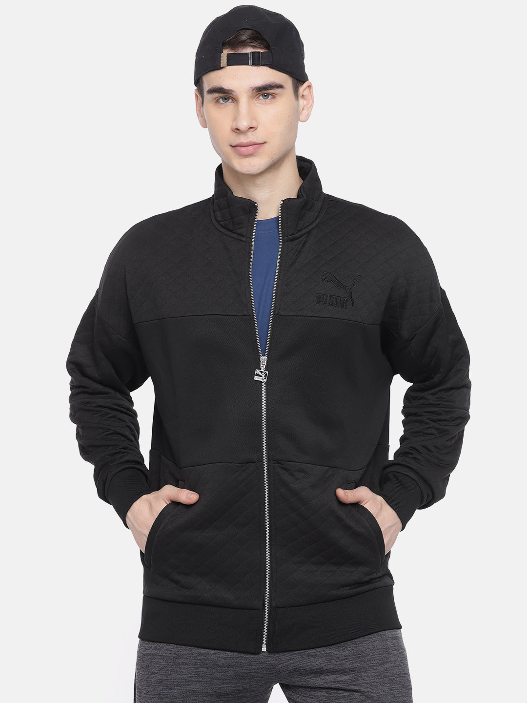 Buy Puma Men Black Solid Retro Quilted Track Jacket Jackets for Men