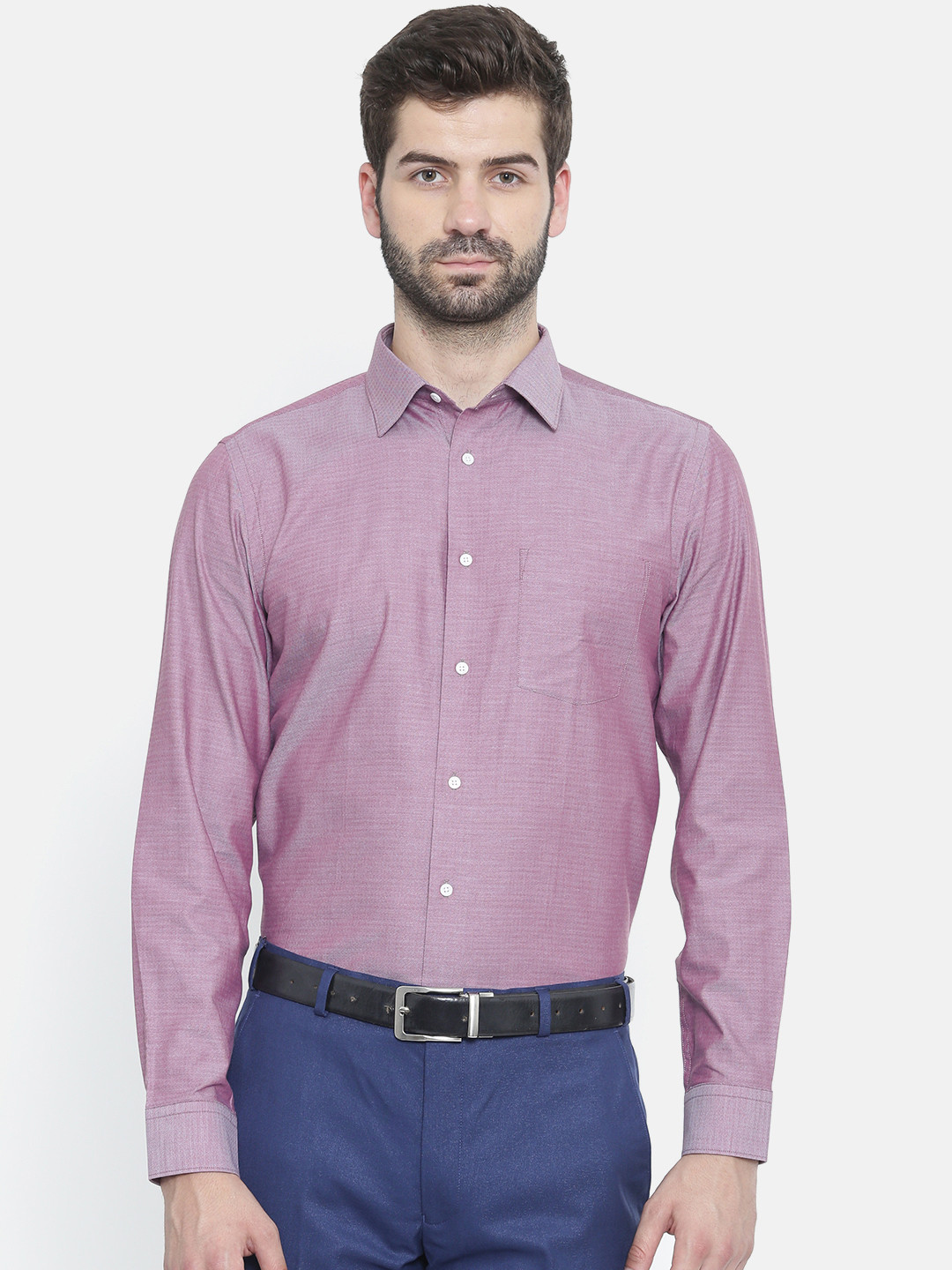 Buy Blackberrys Men Mauve Slim Fit Self Design Formal Shirt Shirts