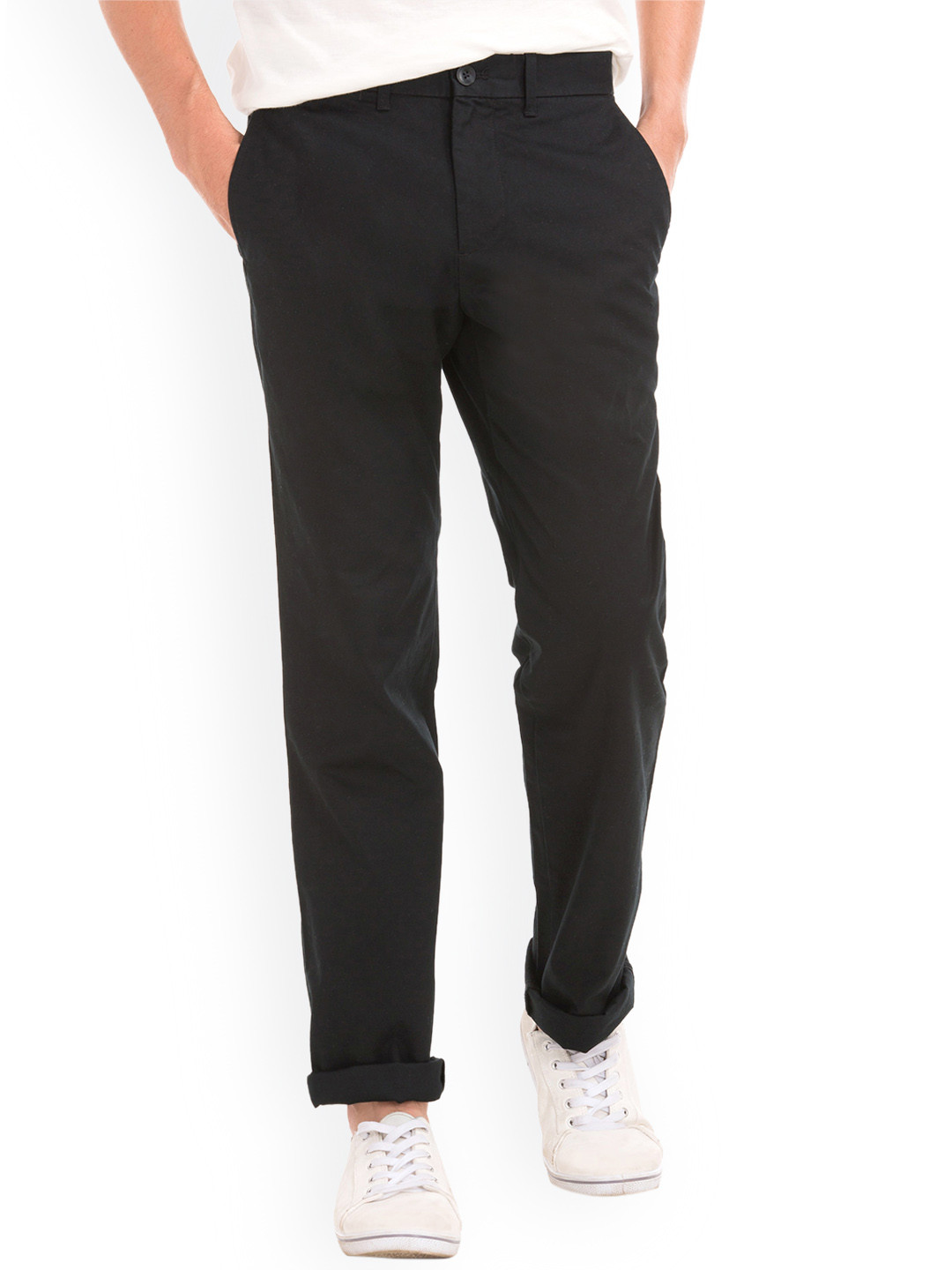 Buy GAP Men Black Straight Fit Solid Regular Trousers Trousers for