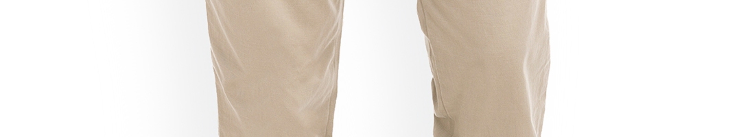 Buy GAP Men Beige Straight Fit Solid Regular Trousers - Trousers for ...