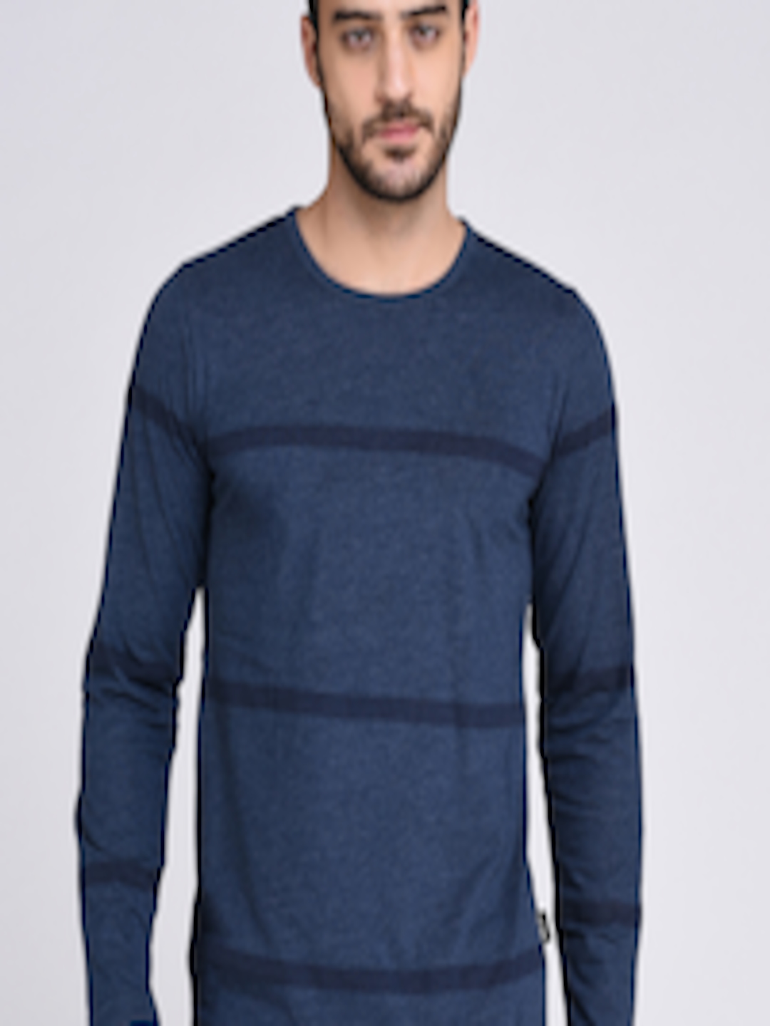 Buy Rigo Men Blue Striped Round Neck T Shirt - Tshirts for Men 7480556 ...