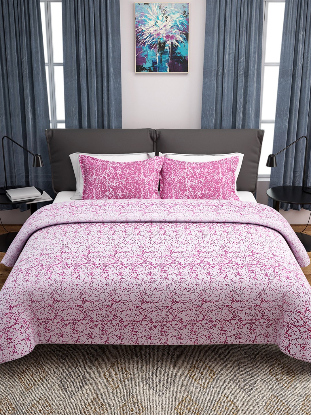 Buy ROMEE Pink Woven Design Polycotton Double Bed Cover ...