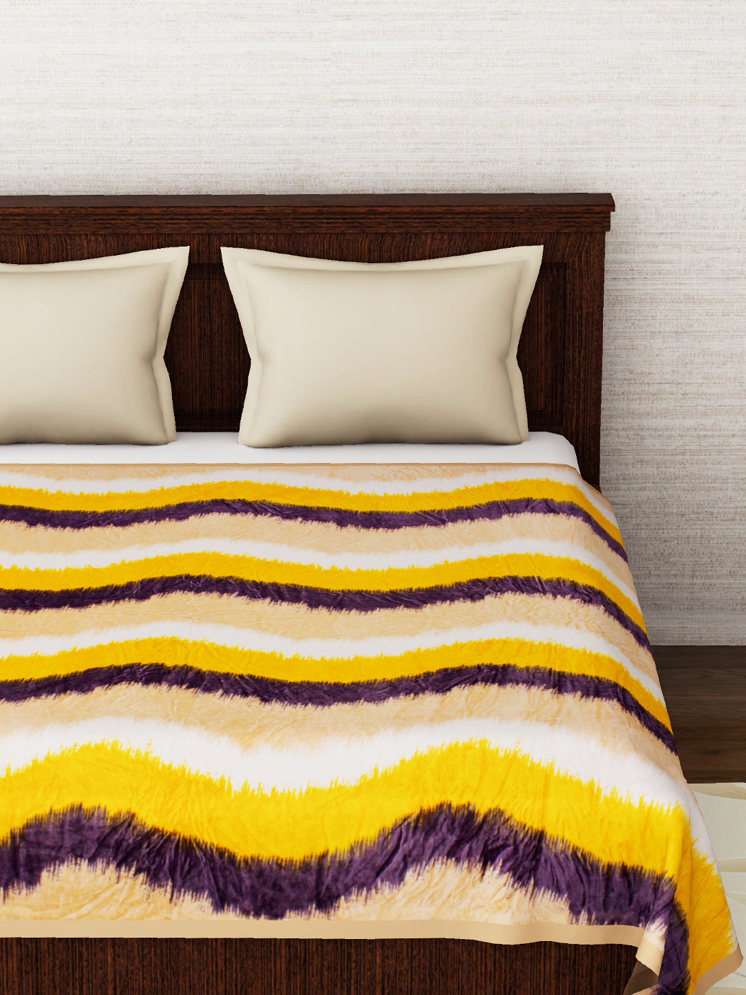 Buy Storyhome Cream Coloured Striped Mild Winter 400 GSM Double Bed