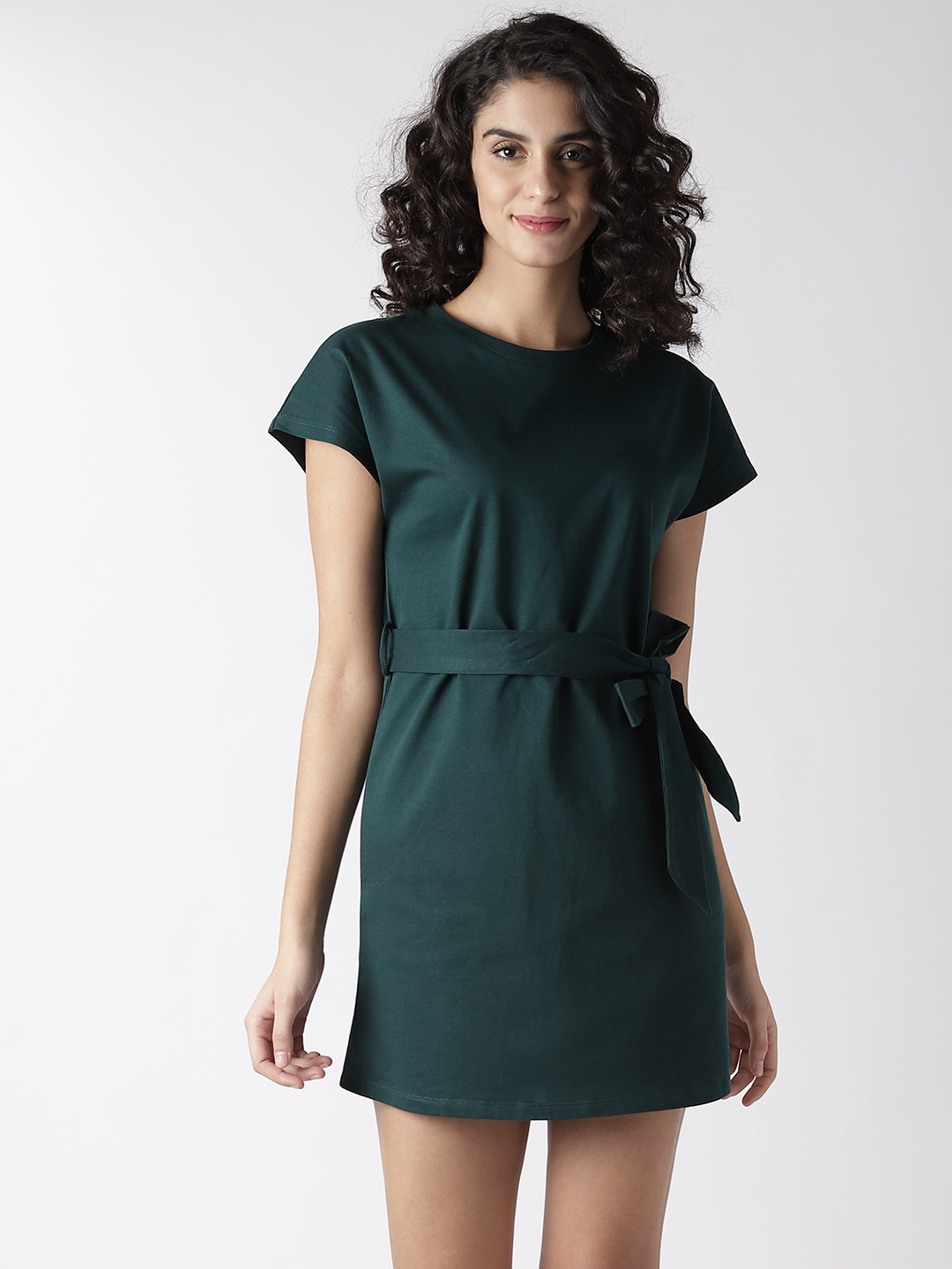 Buy FOREVER 21 Women Green Solid T Shirt Dress Dresses
