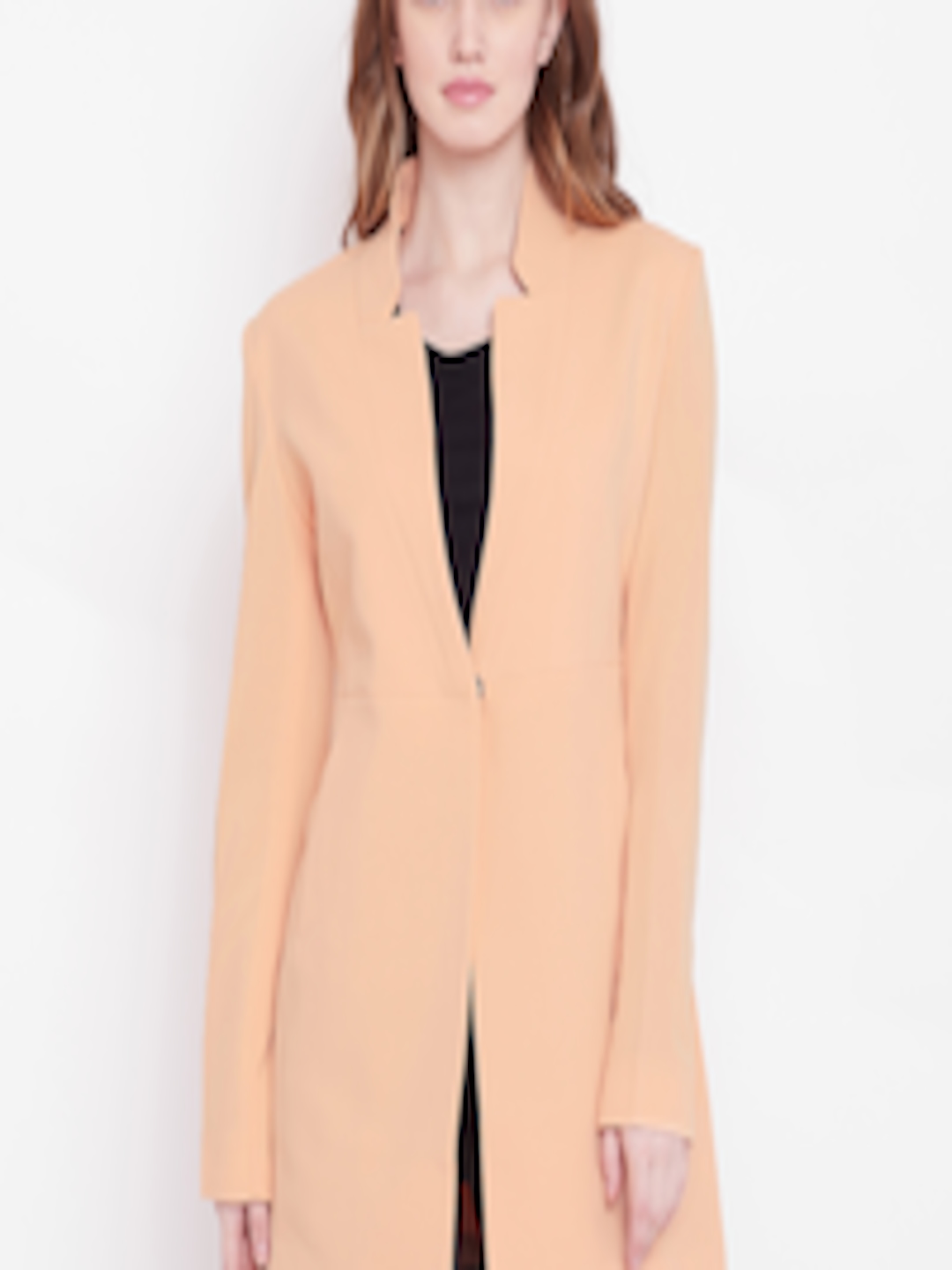 Buy Duke Women Peach Coloured Solid Casual Longline Blazer - Blazers ...