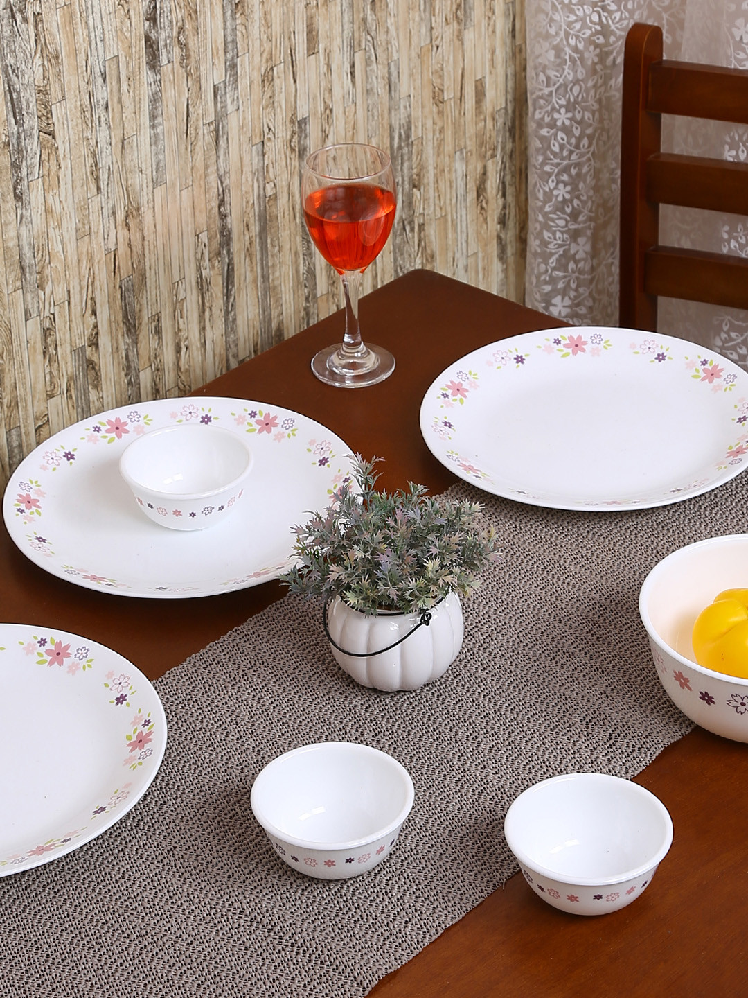 Buy Corelle White 10 Pieces Printed Glass Dinner Set Dinnerware for
