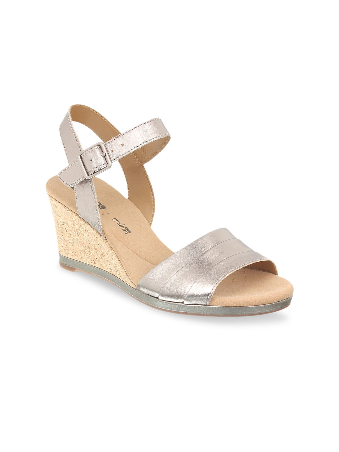 clarks silver heels