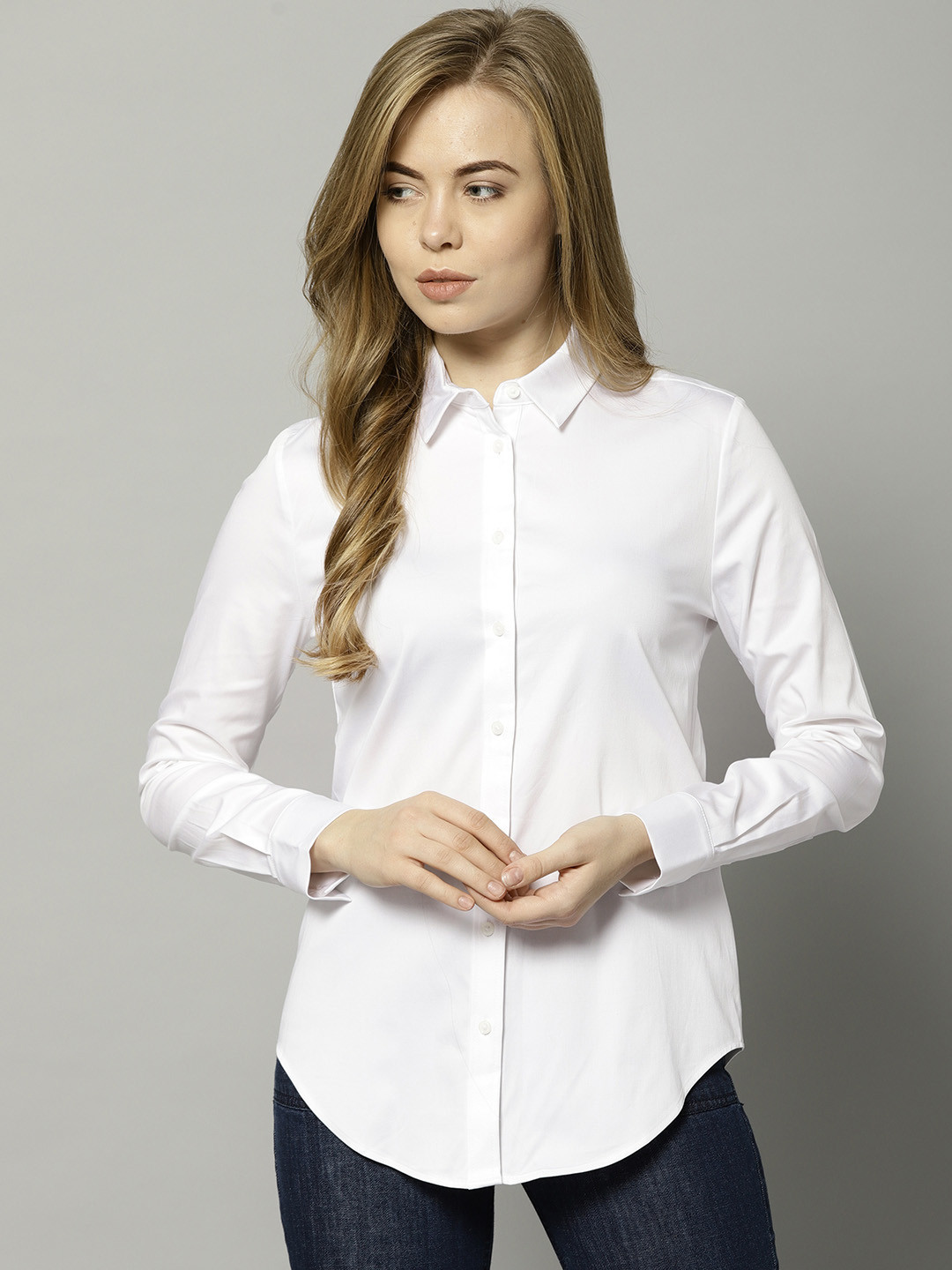 Buy Marks & Spencer Women White Solid Shirt Shirts for Women 7493636