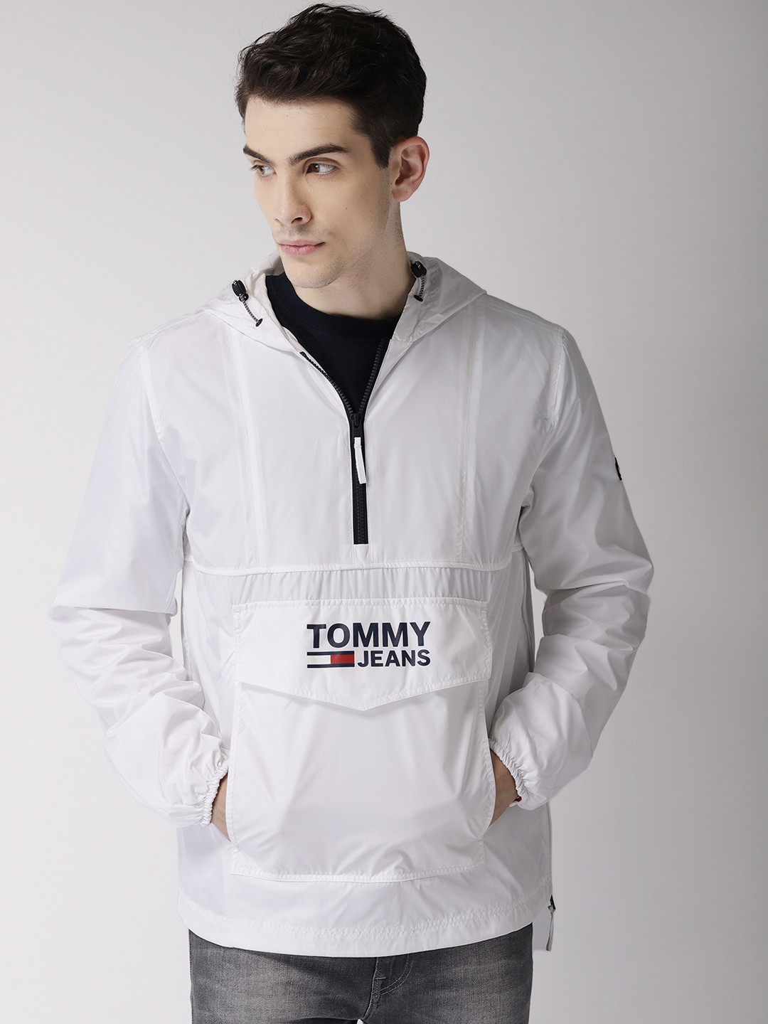 Buy Tommy Hilfiger Men White Solid Lightweight Sporty Jacket Jackets