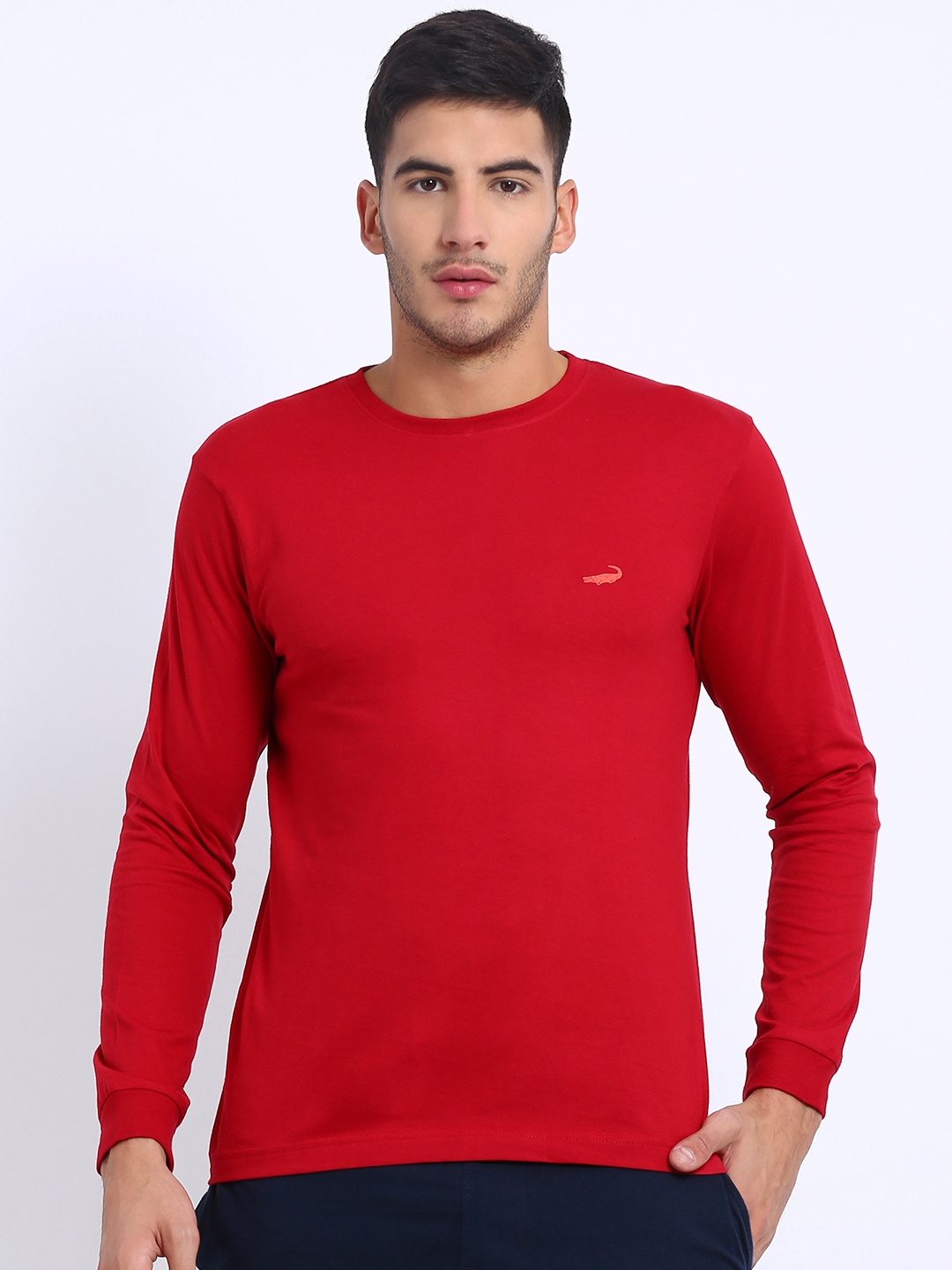 Buy Crocodile Men Red Solid Round Neck T Shirt - Tshirts for Men ...