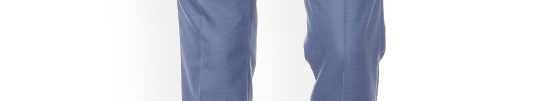 Buy Van Heusen Men Blue Slim Fit Self Design Formal Trousers - Trousers ...