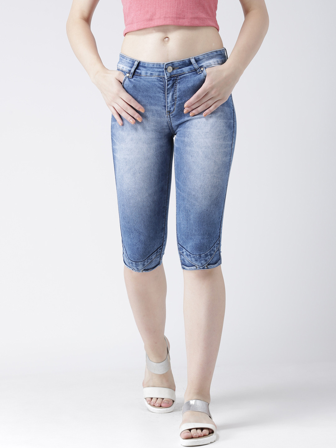 denim skinny fit capris