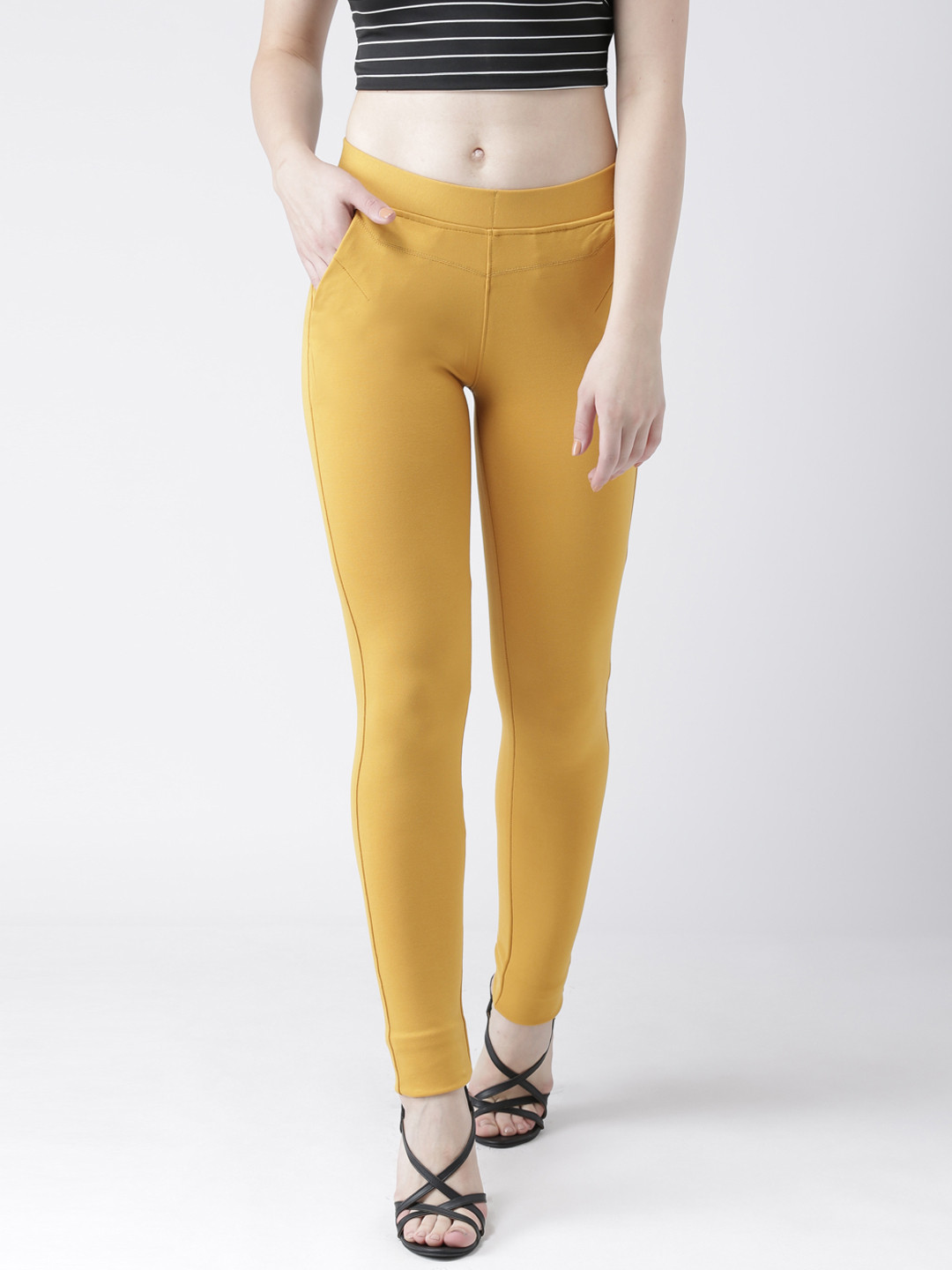 Buy Devis Women Mustard Yellow Skinny Fit Treggings Jeggings for