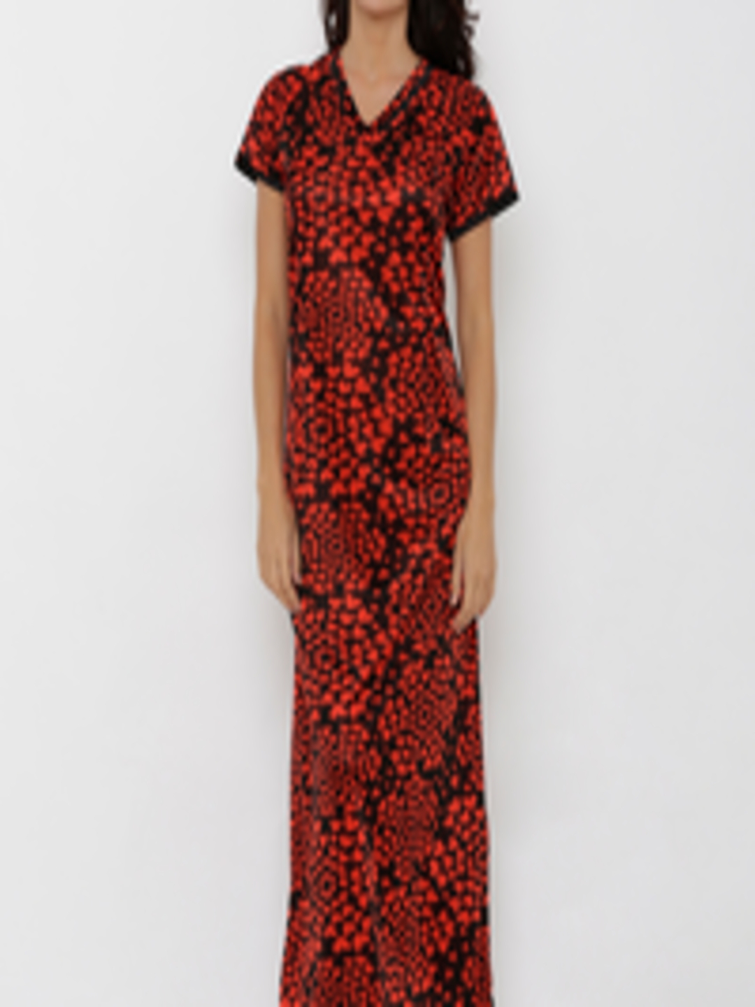 Buy Pretty Awesome Red & Black Printed Maternity Nightdress PTAS89 ...