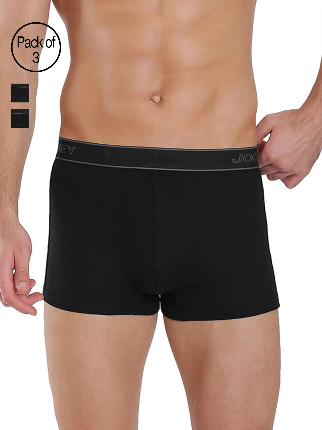 Buy Jockey Men Pack Of 3 Black Solid Trunks Trunk for Men 7503878