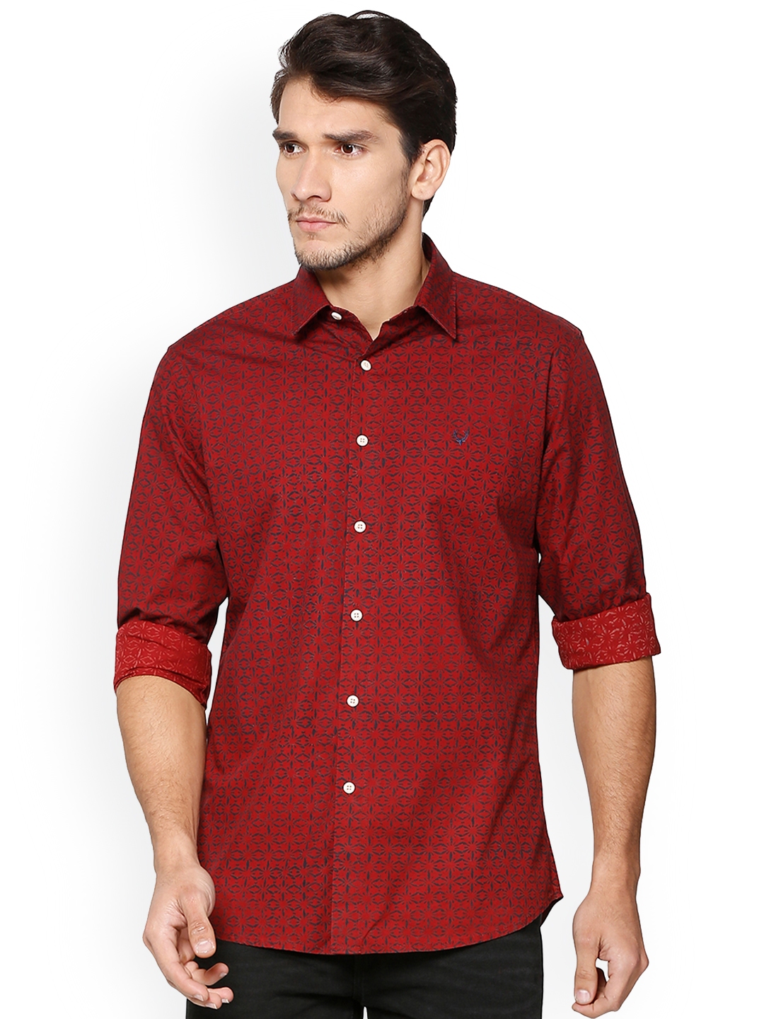 Buy Allen Solly Men Red Slim Fit Printed Casual Shirt - Shirts for Men ...