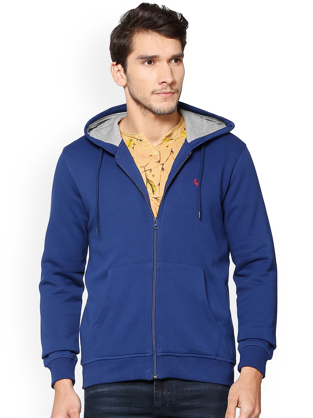 Buy Allen Solly Men Blue Solid Hooded Sweatshirt - Sweatshirts for Men ...
