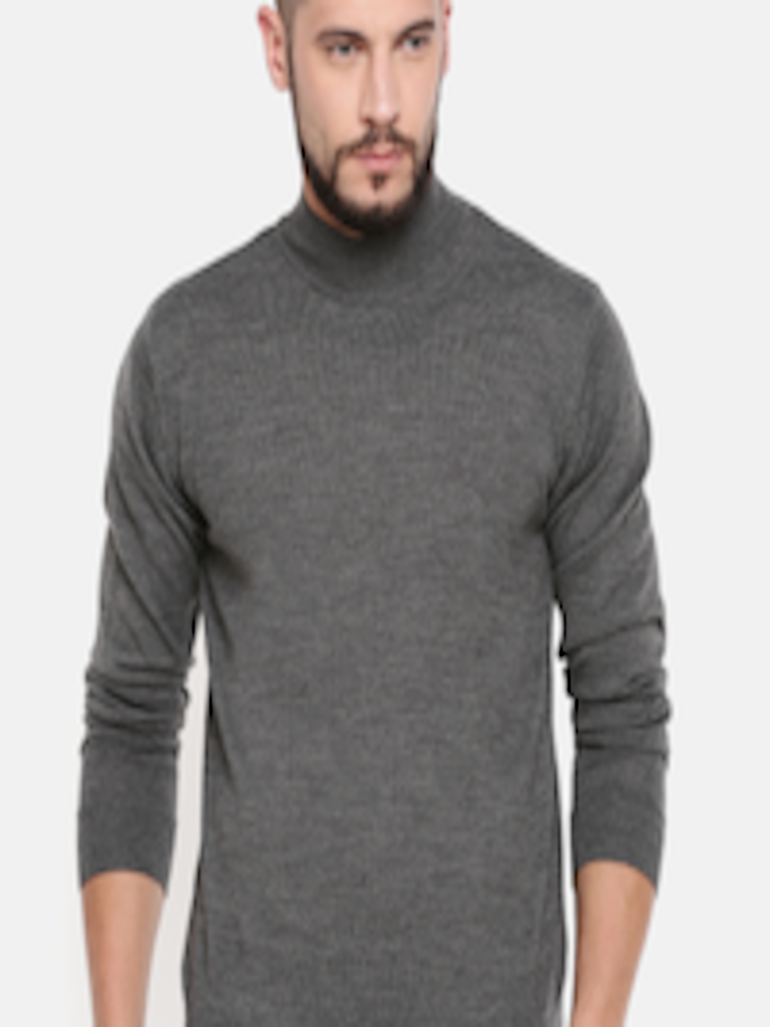Buy Raymond Men Charcoal Grey Solid Pullover - Sweaters for Men 7504523 ...