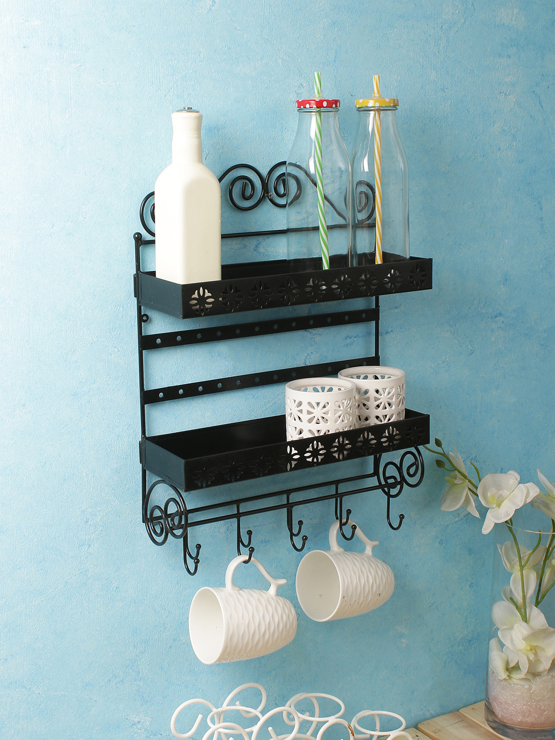 Buy Home Sparkle Black Metal Basic Wall Shelf Wall Shelves for Unisex