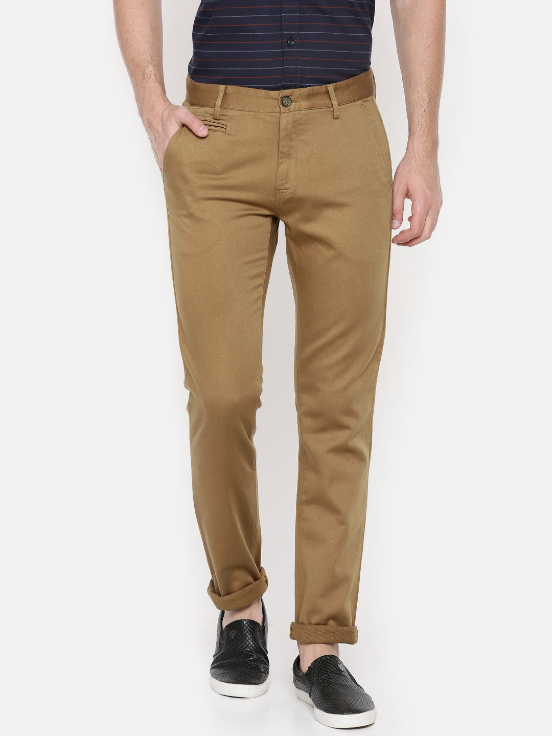 Buy Arrow Sport Men Khaki Chrysler Slim Fit Solid Cargos Trousers for