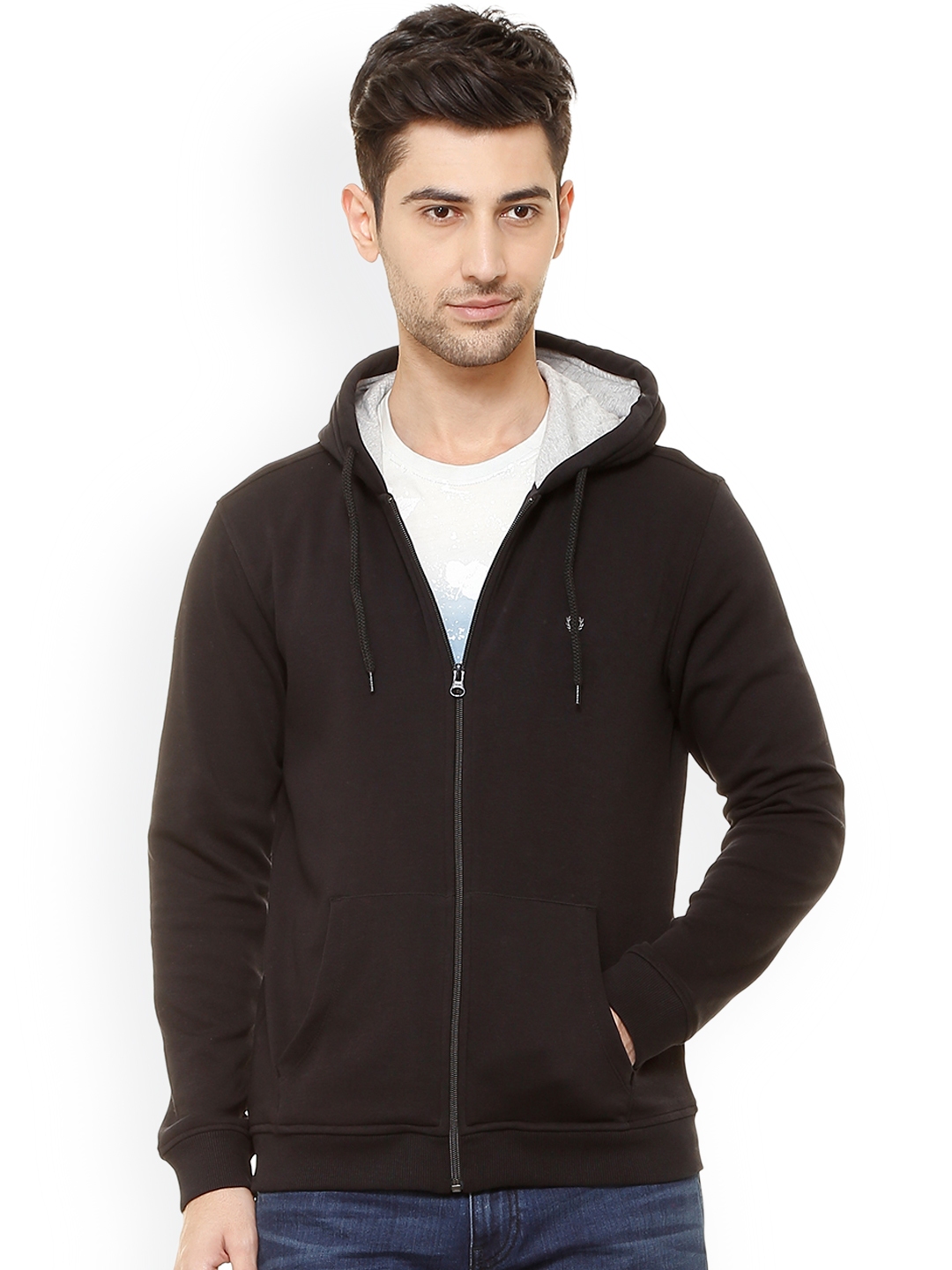 Buy Allen Solly Men Black Solid Hooded Sweatshirt - Sweatshirts for Men ...