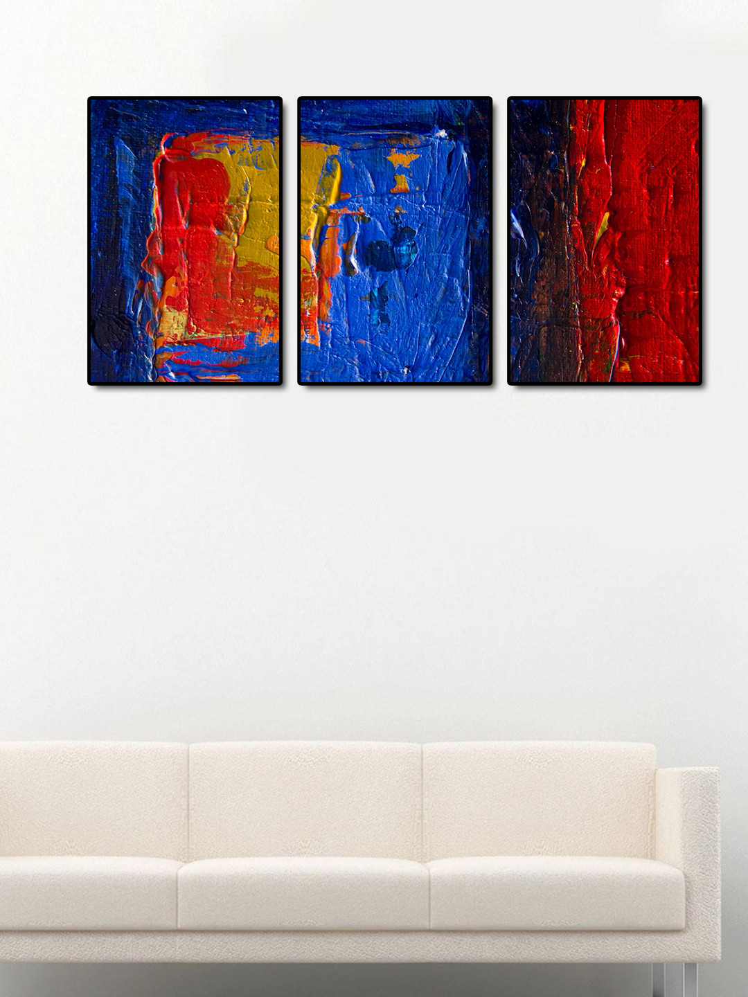 Buy 999Store Set Of 3 Red, Blue & Yellow Mountains Wall Art Wall Art