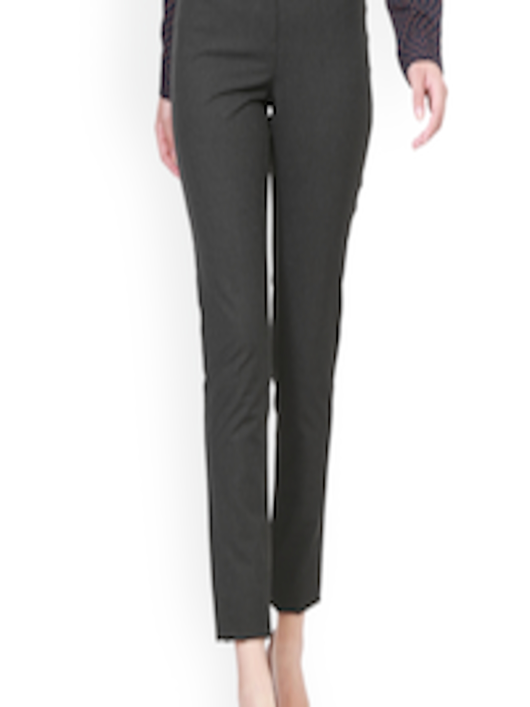 Buy Allen Solly Woman Grey Regular Fit Solid Formal Trousers - Trousers ...