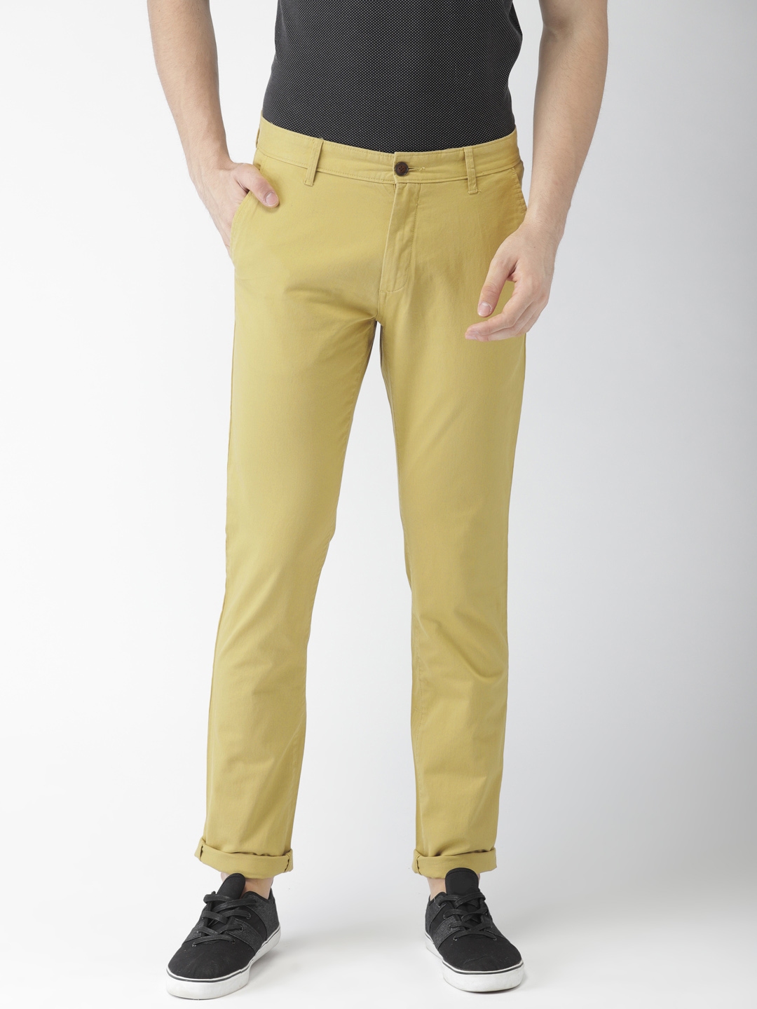 Buy Arrow Sport Men Khaki Chrysler Slim Fit Solid Chinos - Trousers for ...