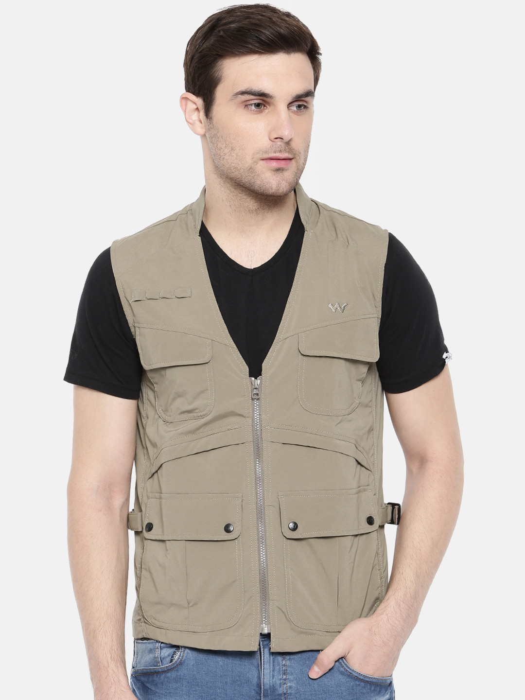 Buy Wildcraft Khaki Sleeveless Utility Vest Jackets for Men 751260