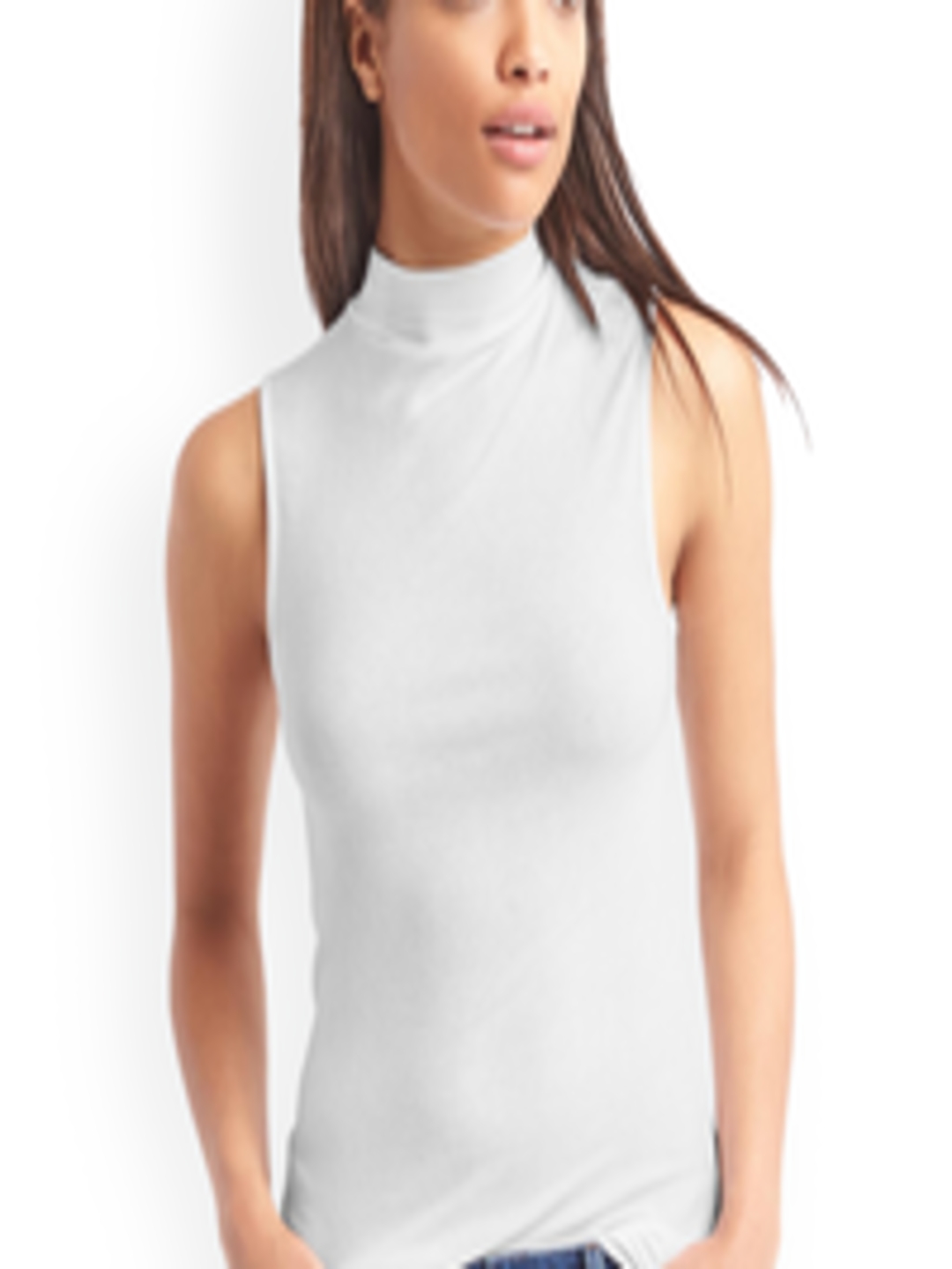 Buy GAP Women White Solid Ribbed Mock Neck Top - Tops for Women 7518973 ...