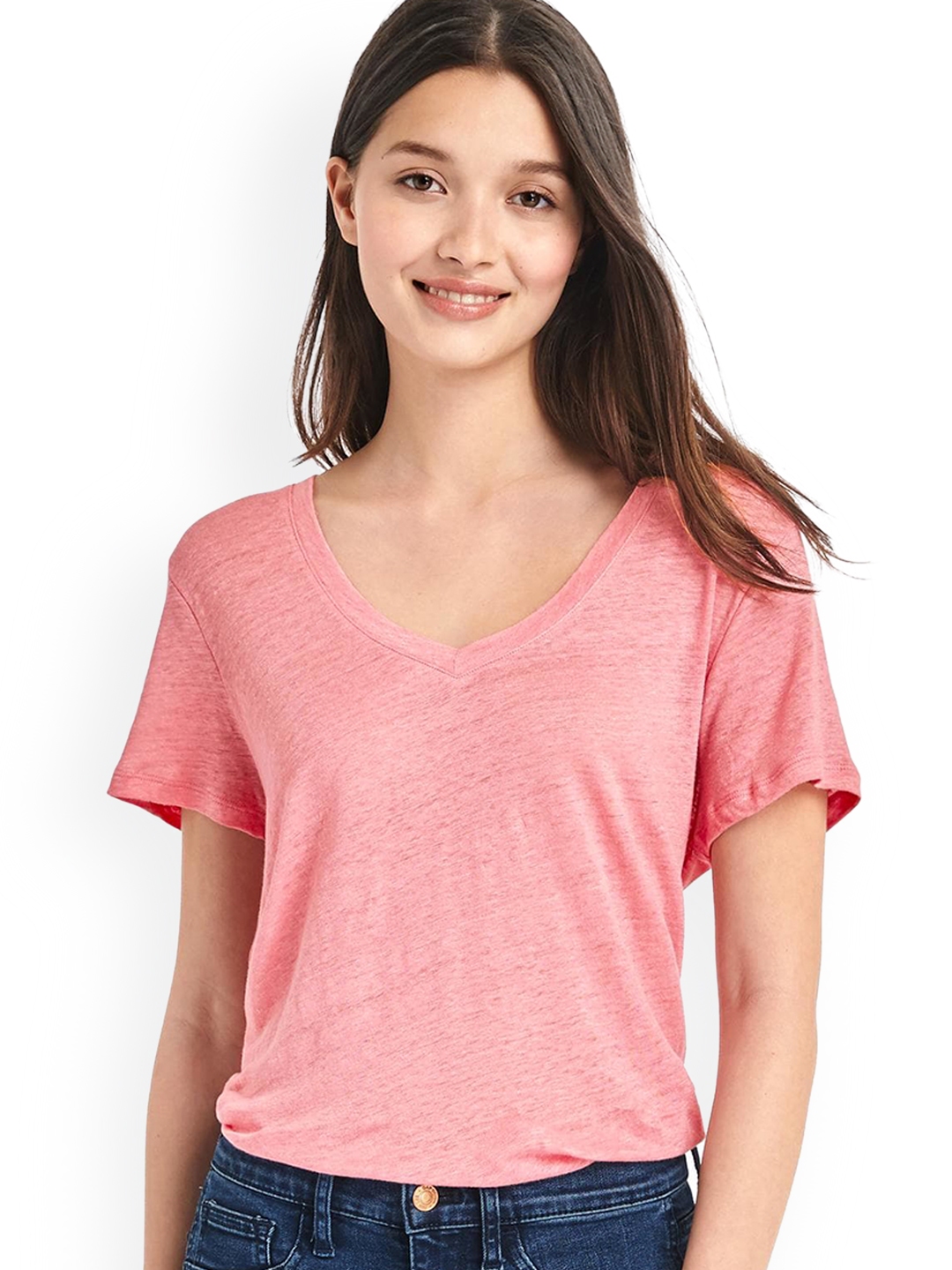 gap pink linen shirt