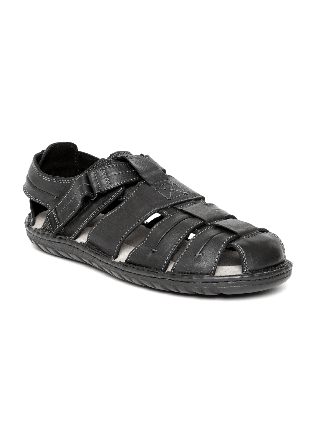 Buy Geox Men Black Leather Fisherman Sandals - Sandals for Men 7520719 ...