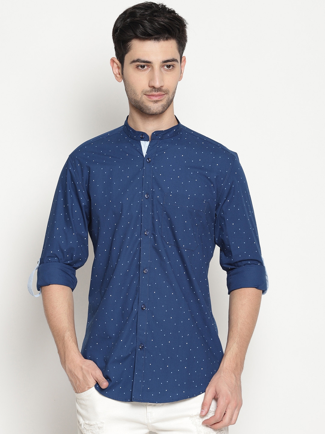Buy IVOC Men Blue Smart Slim Fit Printed Casual Shirt - Shirts for Men ...