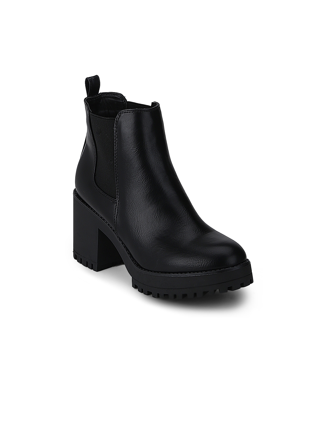 truffle collection heeled knee high boots in black