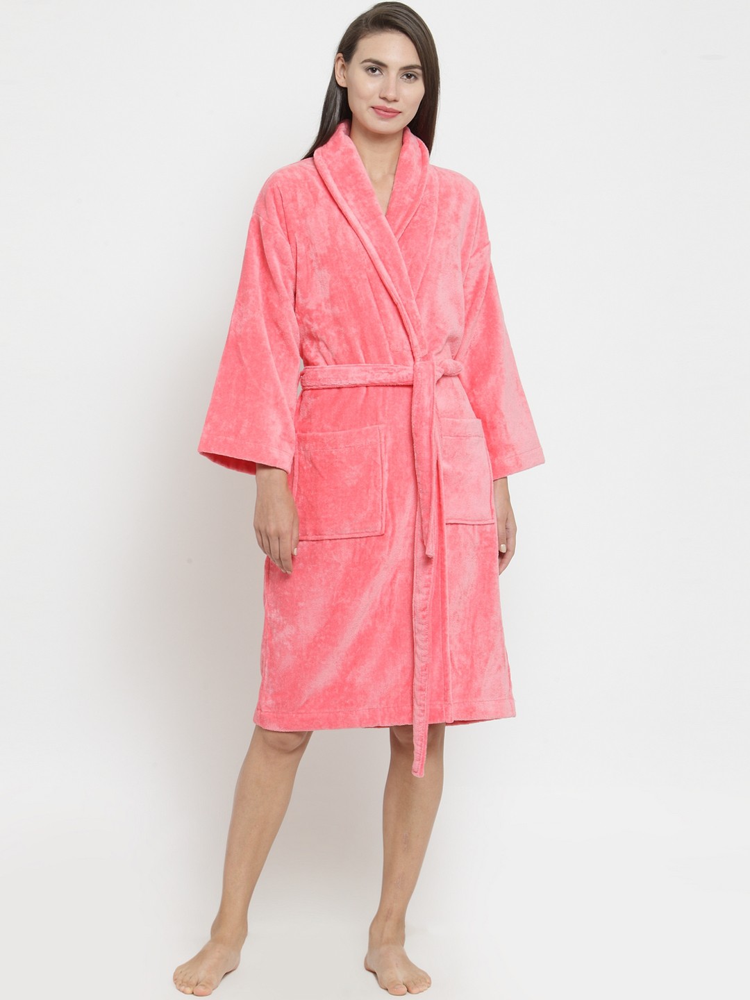 Buy MYTRIDENT Unisex Pink Solid Bathrobe Bath Robe for Unisex 7525517