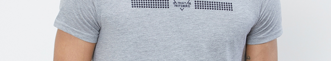Buy FRITZBERG Men Grey Solid Round Neck T Shirt - Tshirts for Men ...