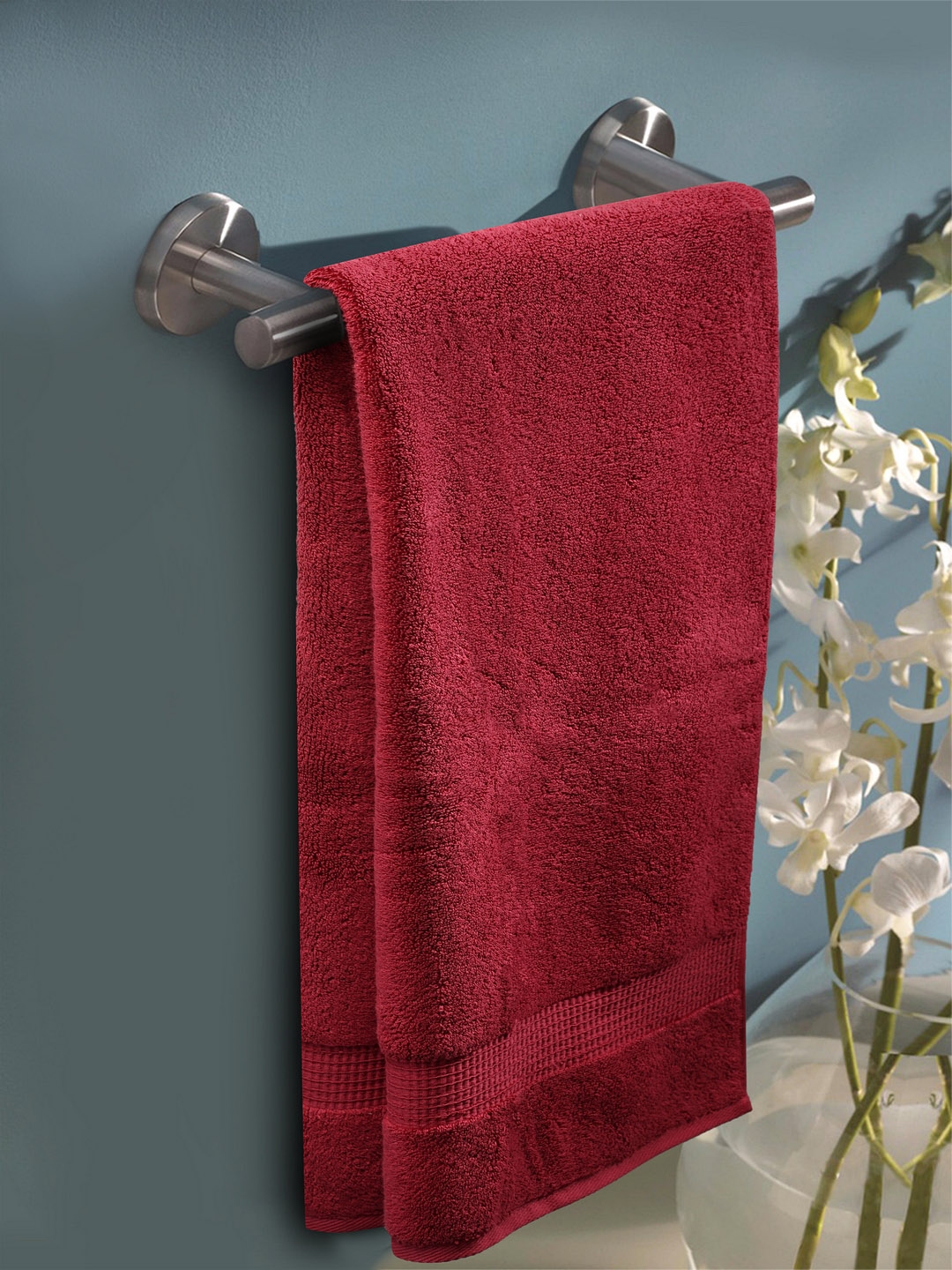 Buy Bombay Dyeing Maroon 600 GSM Cotton Bath Towel - Bath Towels for ...