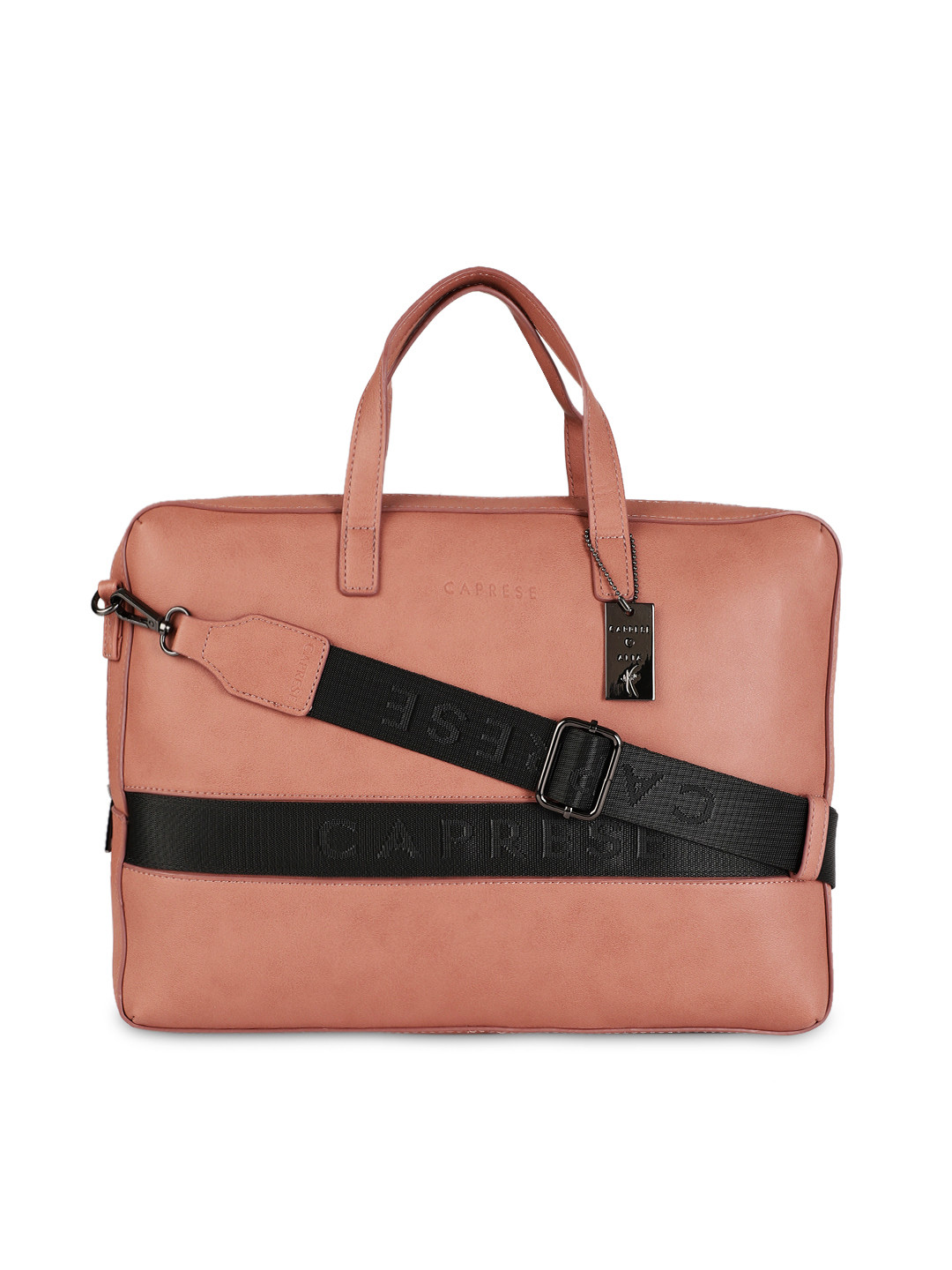 Buy Caprese Women Peach Coloured Solid Laptop Bag Laptop Bag for