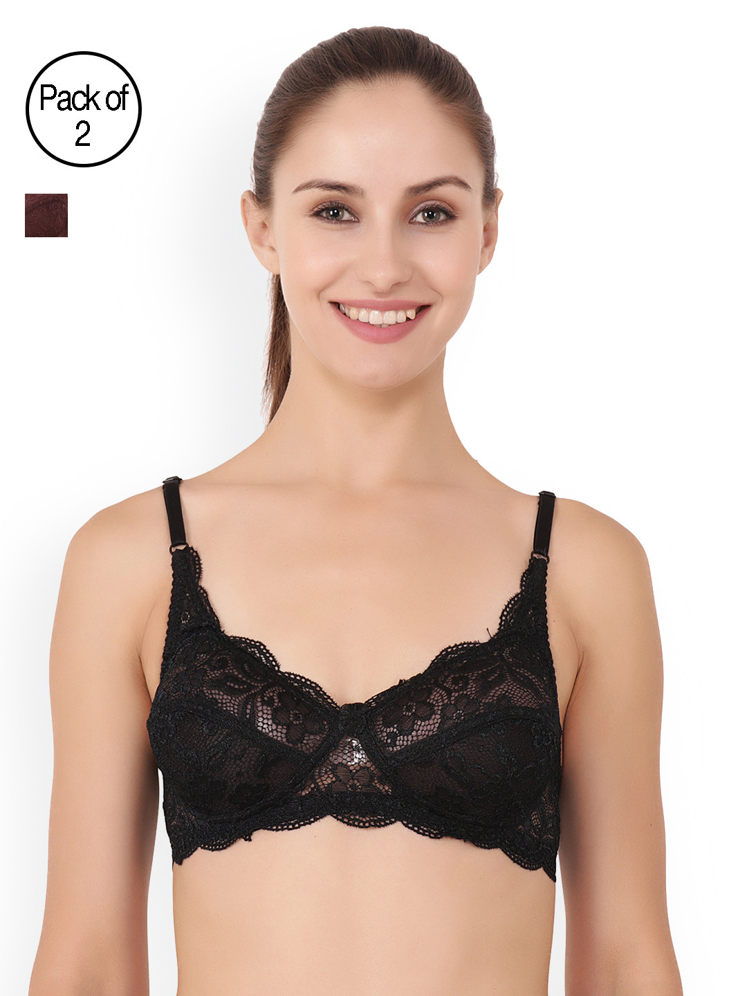 Buy Floret Pack Of 2 Full Coverage Everyday Bras Cristina_Black Coffee