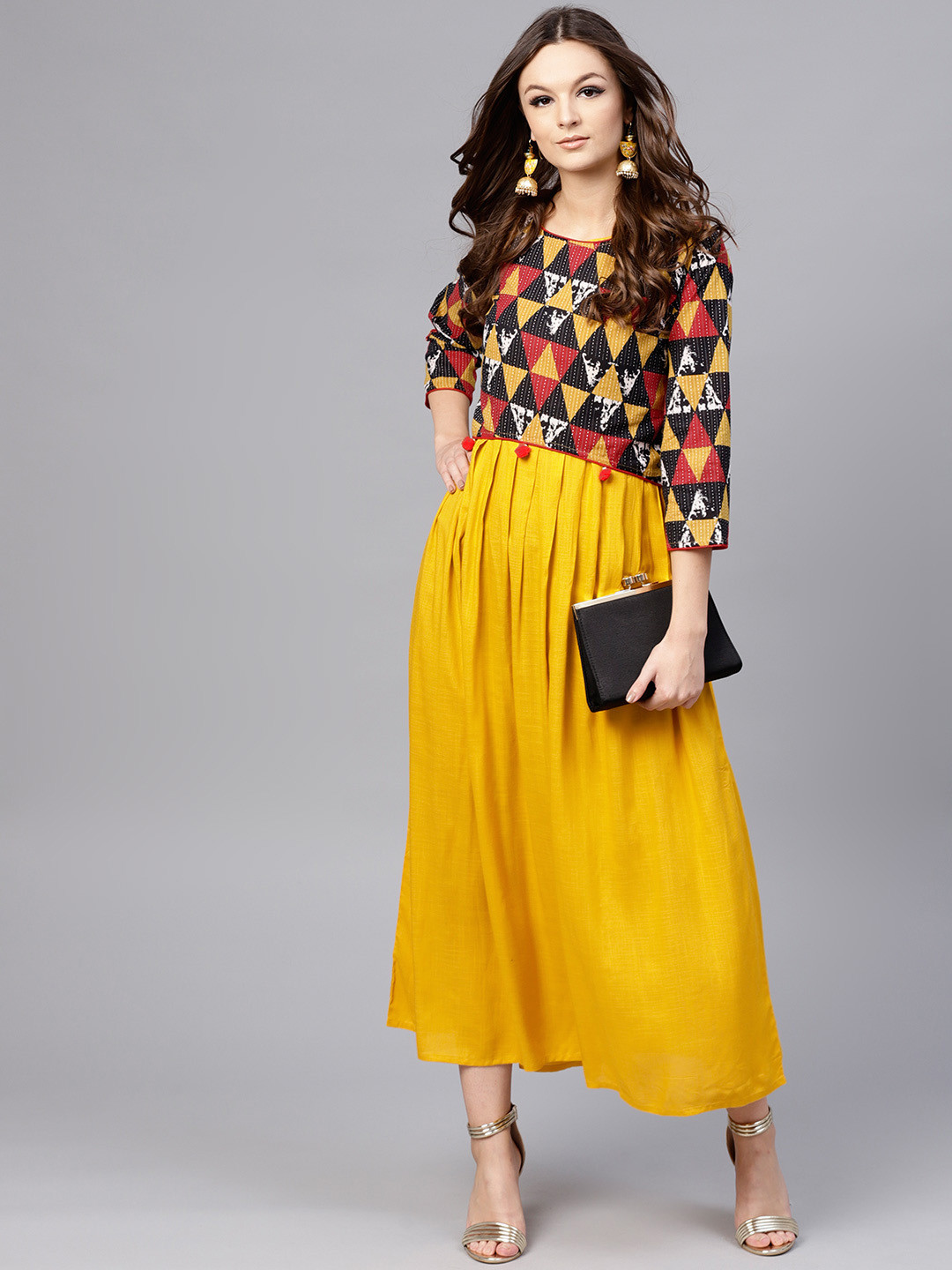 Buy Aasi Women Mustard Yellow Solid Maxi Dress With Crop Top Dresses for Women 7543369 Myntra