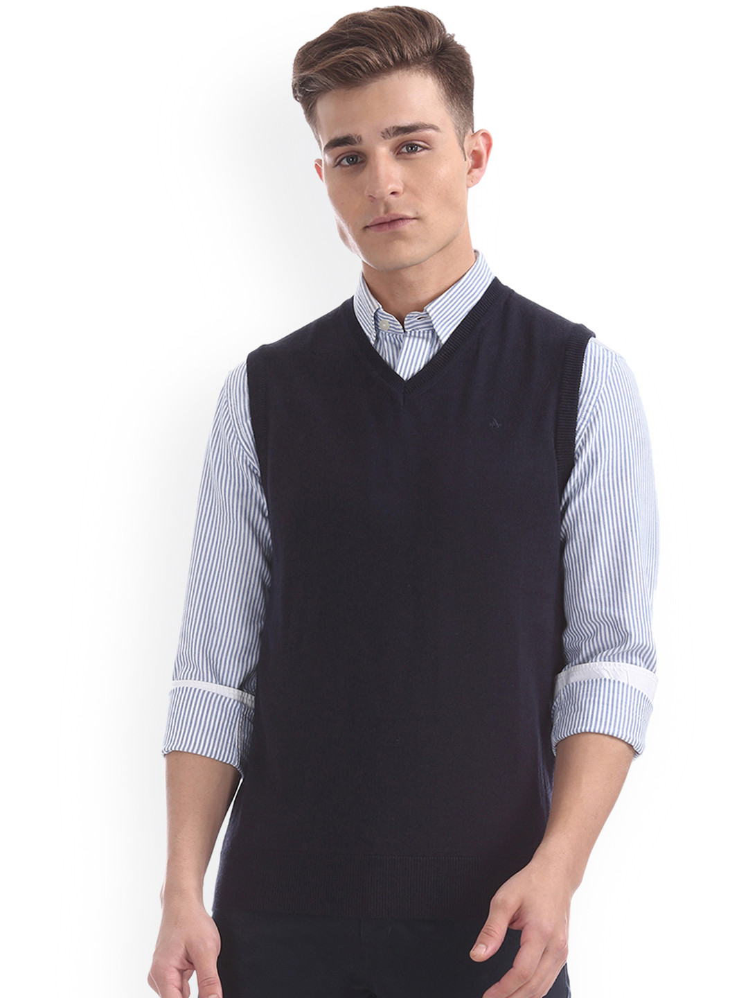 Buy Arrow Men Blue Solid Sweater Vest Sweaters for Men 7544926 Myntra