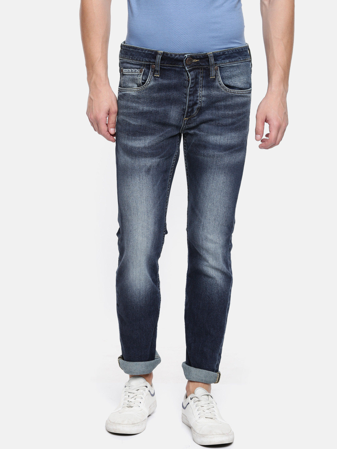 Buy Jack & Jones Men Blue Clark Fit Low Rise Clean Look Stretchable