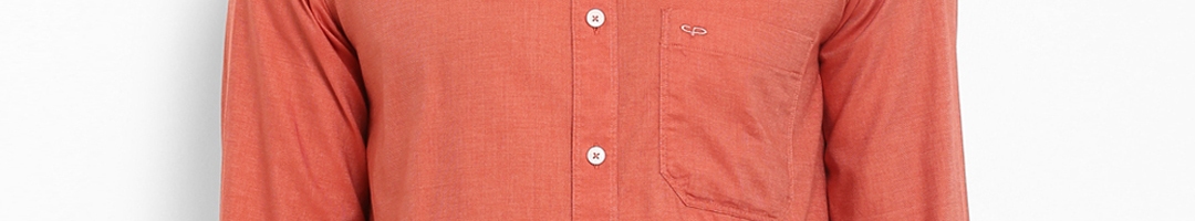 Buy ColorPlus Men Orange Slim Fit Solid Casual Shirt - Shirts for Men ...