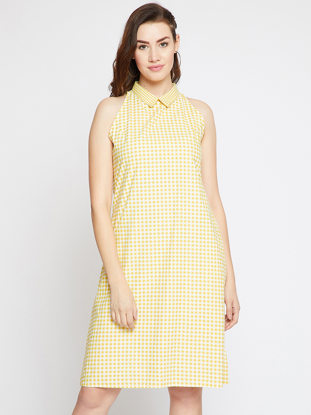 Buy Marie Claire Women Yellow Checked Shirt Dress Dresses for Women